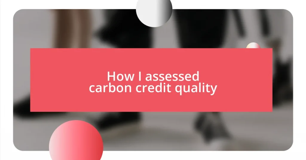 How I assessed carbon credit quality