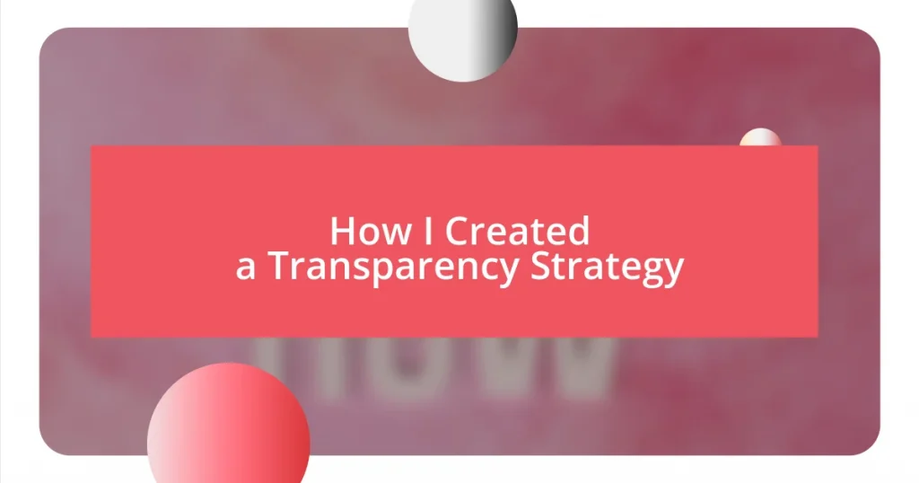 How I Created a Transparency Strategy