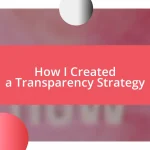 How I Created a Transparency Strategy