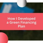 How I Developed a Green Financing Plan