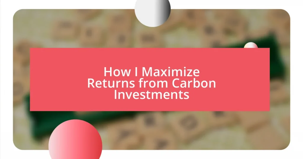 How I Maximize Returns from Carbon Investments