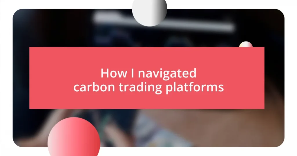 How I navigated carbon trading platforms