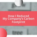 How I Reduced My Company’s Carbon Footprint