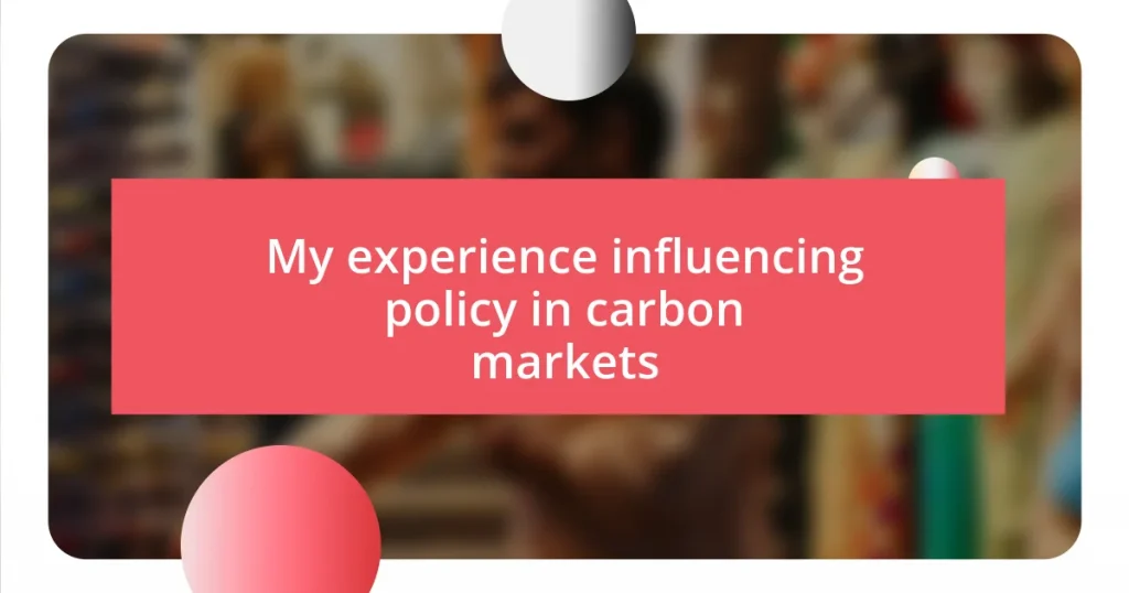 My experience influencing policy in carbon markets