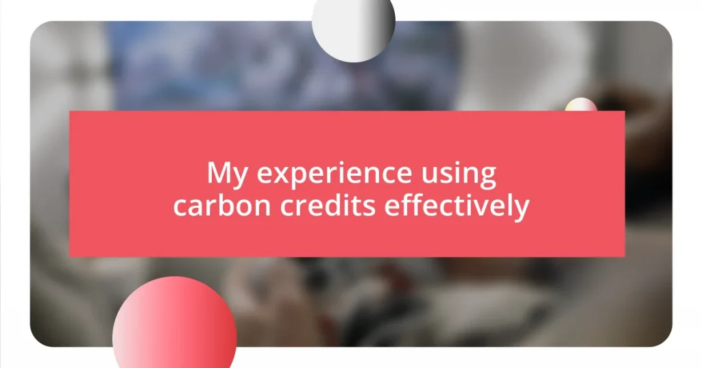 My experience using carbon credits effectively