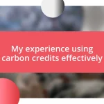 My experience using carbon credits effectively