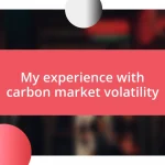 My experience with carbon market volatility