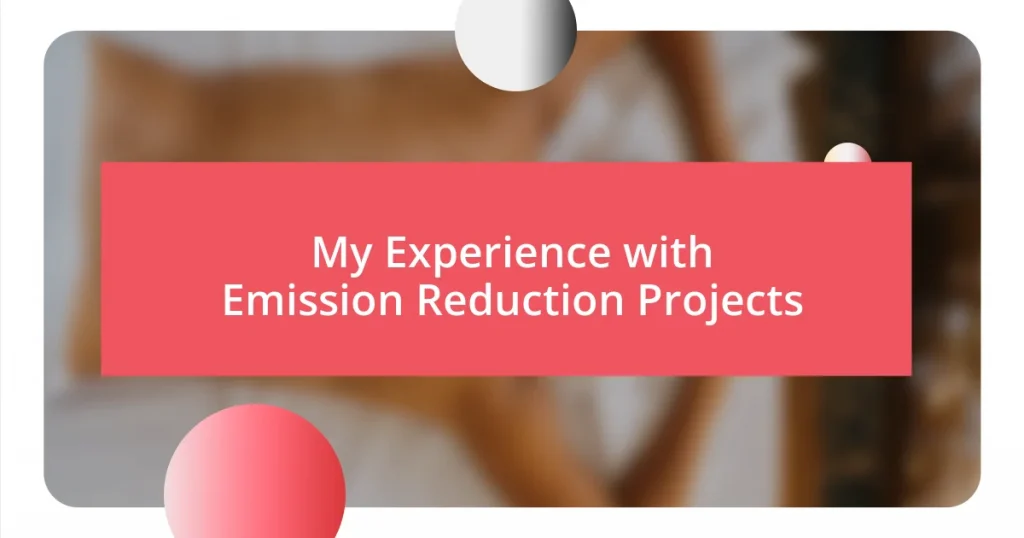 My Experience with Emission Reduction Projects