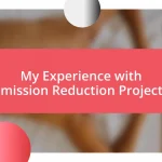 My Experience with Emission Reduction Projects