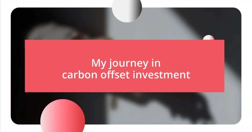 My journey in carbon offset investment