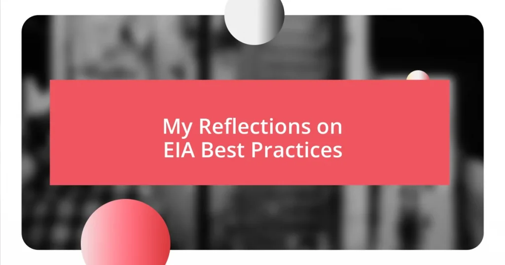 My Reflections on EIA Best Practices