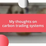 My thoughts on carbon trading systems