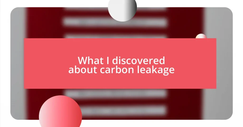 What I discovered about carbon leakage