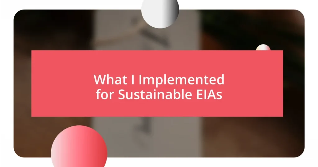 What I Implemented for Sustainable EIAs