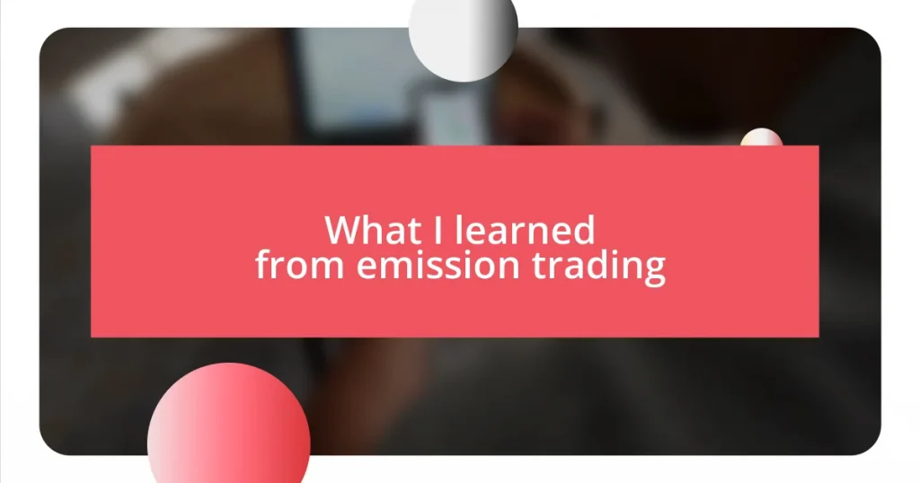 What I learned from emission trading