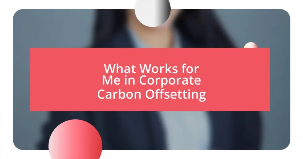 What Works for Me in Corporate Carbon Offsetting